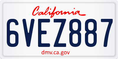 CA license plate 6VEZ887