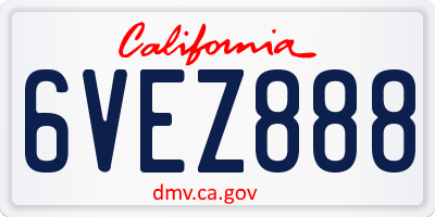 CA license plate 6VEZ888
