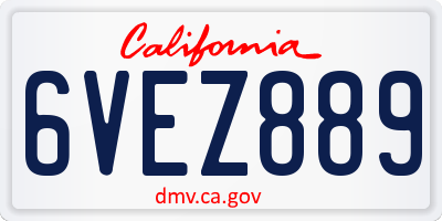 CA license plate 6VEZ889