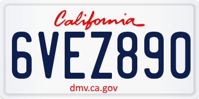 CA license plate 6VEZ890