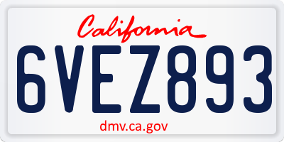 CA license plate 6VEZ893