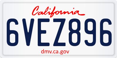 CA license plate 6VEZ896