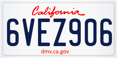 CA license plate 6VEZ906