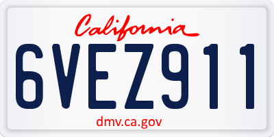 CA license plate 6VEZ911