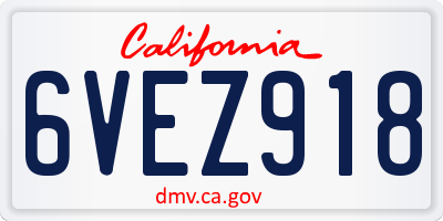 CA license plate 6VEZ918