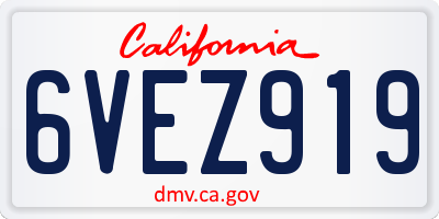 CA license plate 6VEZ919