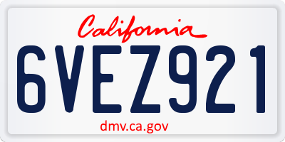CA license plate 6VEZ921