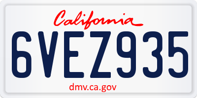 CA license plate 6VEZ935