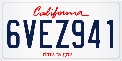 CA license plate 6VEZ941