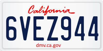 CA license plate 6VEZ944
