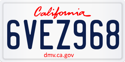 CA license plate 6VEZ968