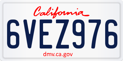 CA license plate 6VEZ976