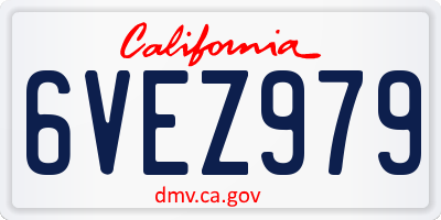 CA license plate 6VEZ979