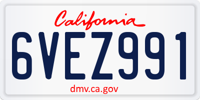 CA license plate 6VEZ991