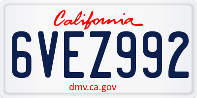 CA license plate 6VEZ992