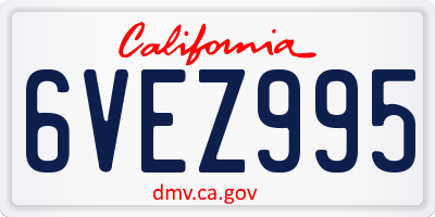 CA license plate 6VEZ995