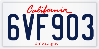 CA license plate 6VF903