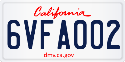 CA license plate 6VFA002