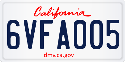 CA license plate 6VFA005