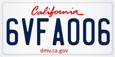 CA license plate 6VFA006