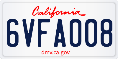 CA license plate 6VFA008