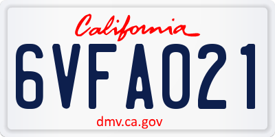 CA license plate 6VFA021