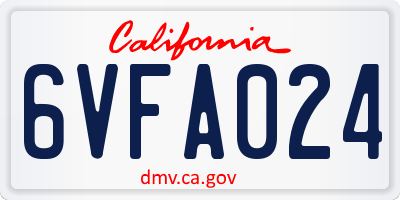 CA license plate 6VFA024