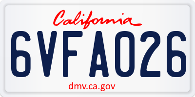 CA license plate 6VFA026