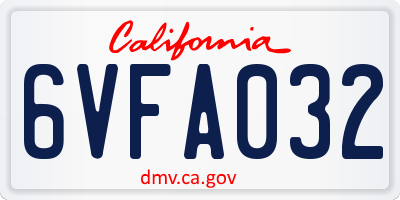 CA license plate 6VFA032