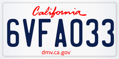 CA license plate 6VFA033