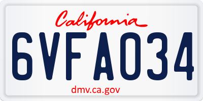 CA license plate 6VFA034
