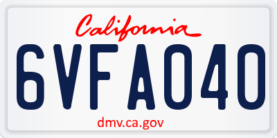 CA license plate 6VFA040