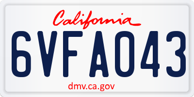 CA license plate 6VFA043