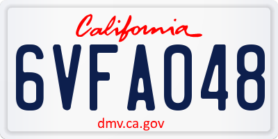 CA license plate 6VFA048