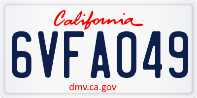 CA license plate 6VFA049