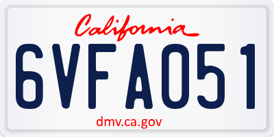 CA license plate 6VFA051
