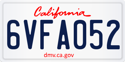 CA license plate 6VFA052