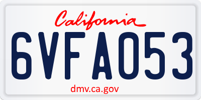 CA license plate 6VFA053