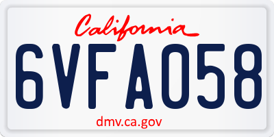 CA license plate 6VFA058