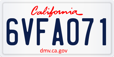 CA license plate 6VFA071