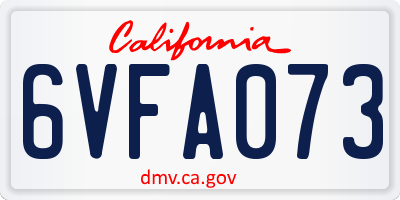 CA license plate 6VFA073