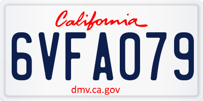 CA license plate 6VFA079