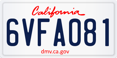 CA license plate 6VFA081