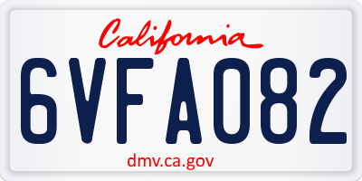 CA license plate 6VFA082