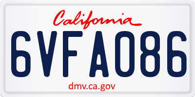 CA license plate 6VFA086