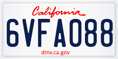 CA license plate 6VFA088