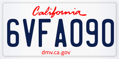CA license plate 6VFA090
