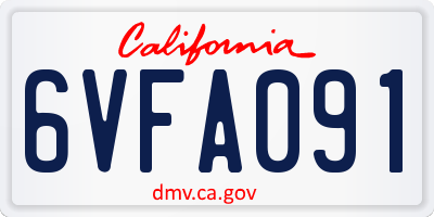 CA license plate 6VFA091