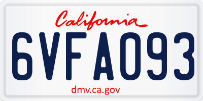 CA license plate 6VFA093