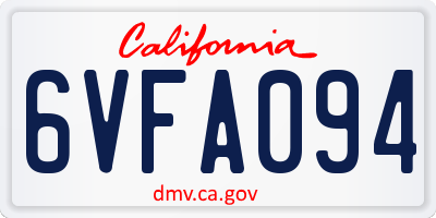 CA license plate 6VFA094